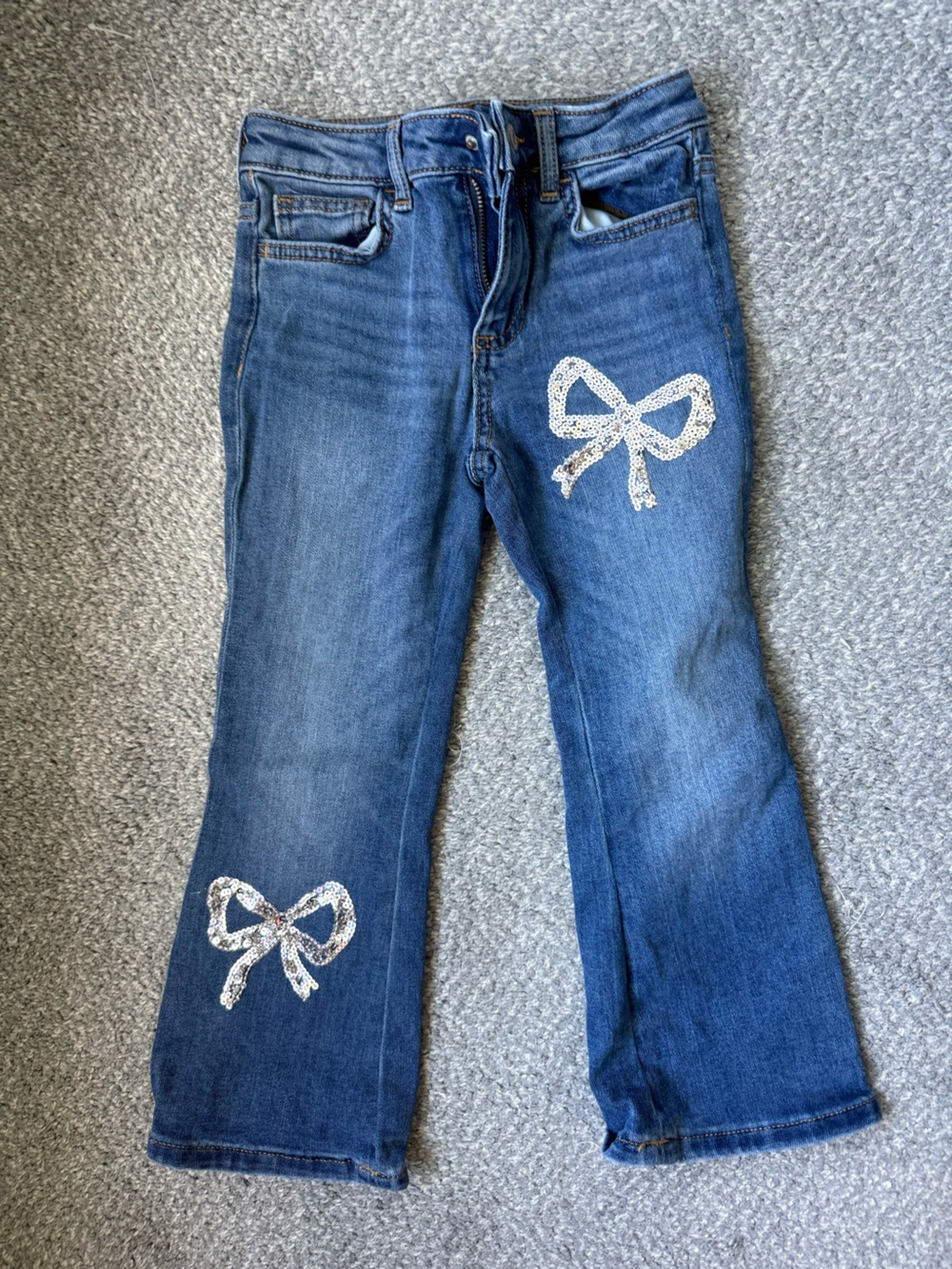 Blue kids Denim Jeans with Bow Appliqués size 5
